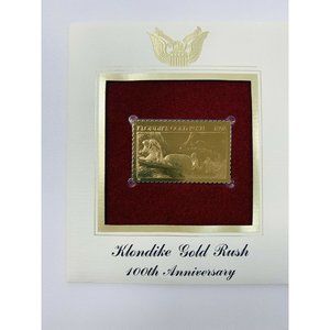 Klondike Gold Rush 100th Anniversary First Day Issue 22 kt Gold Replica Stamp